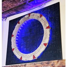 Stellar Gate – Illuminated Wooden Wall Relief